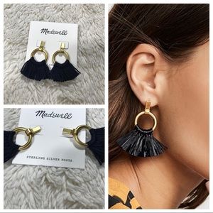 Brand New Madewell Raffia Tassel Hoop Earrings